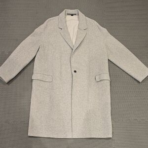 All Saints Men's Light Gray Oversized  Coat